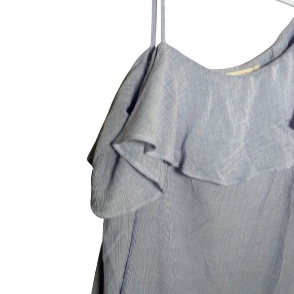 Elodie Blouse Women's Large Blue Ruffle One Shoulder Boho Casual Top Shirt - Picture 4 of 8